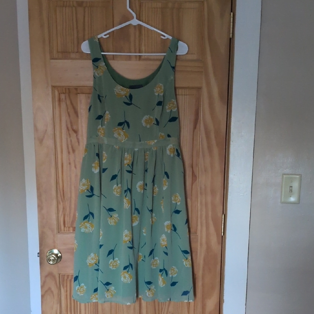 Modcloth Green Floral Dress